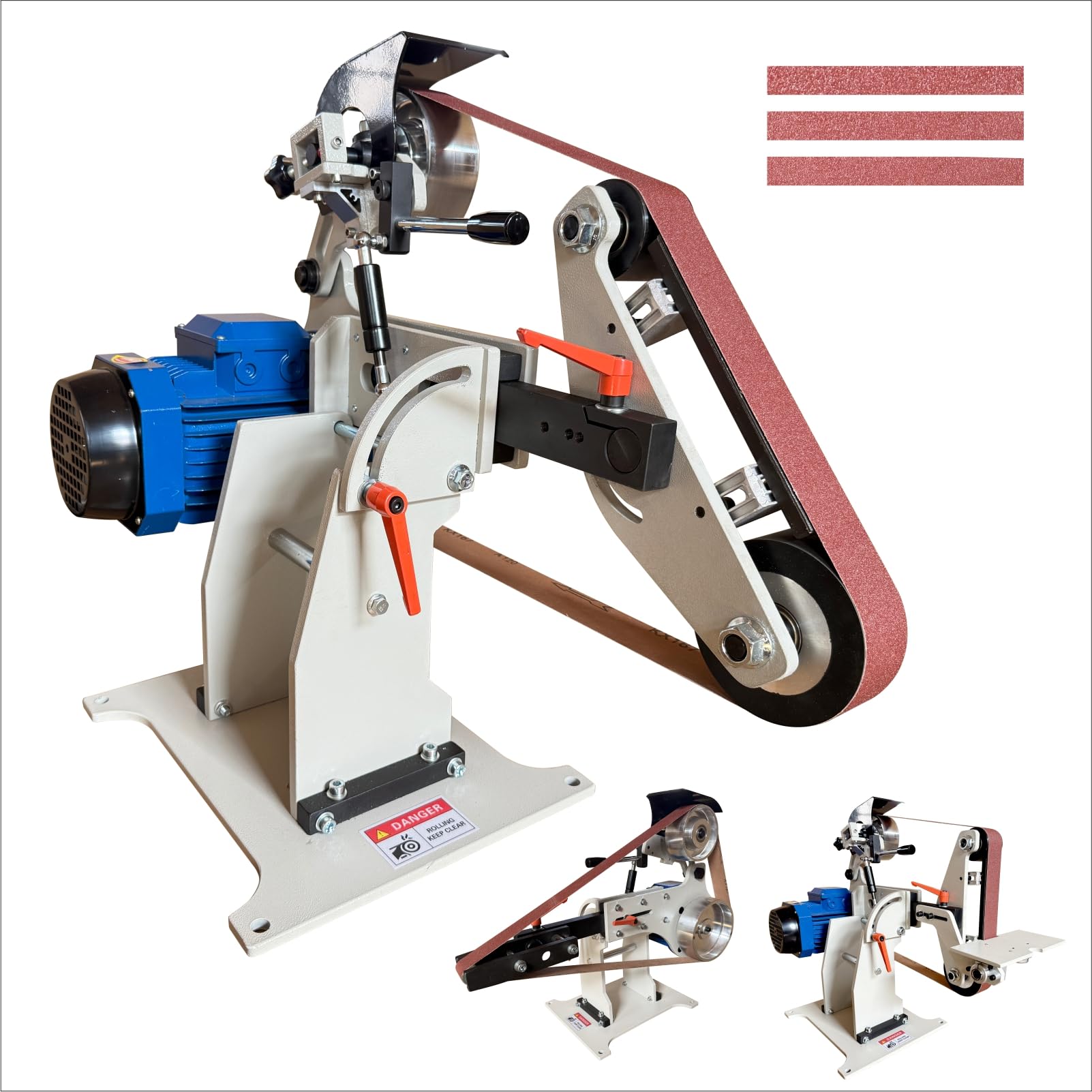 JLD Professioneller Bandschleifer, 5,1 x 183,9 cm Band, 1500 W Elektromotor mit 2,2 kW VFD, 2 Sets Schleifsets mit 3 Schleifmethoden, vertikaler und horizontaler Betrieb inklusive 3 Schleifbändern.