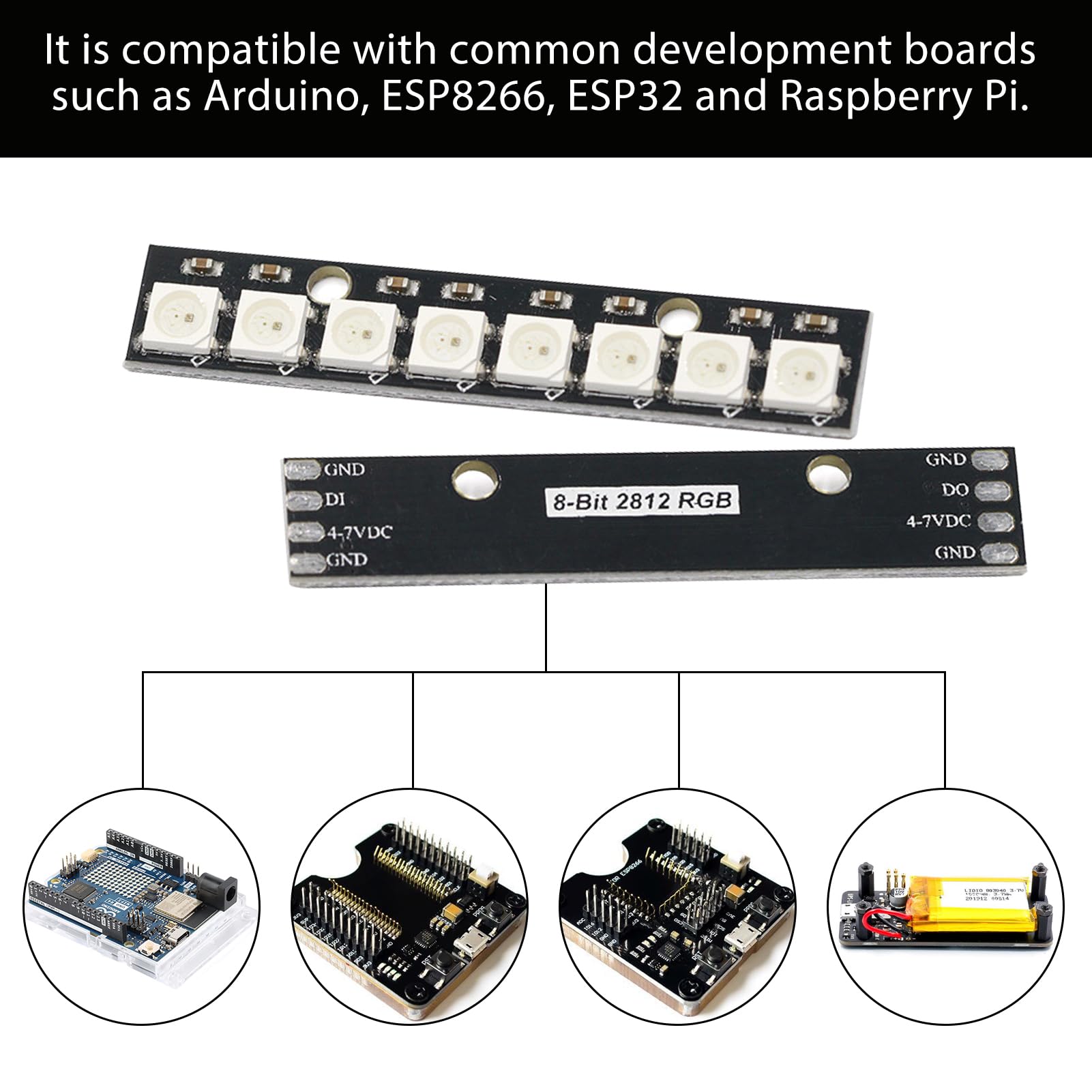 Joycabin 10 pezzi 8 bit WS2812 RGB LED Modul, 5050 LED Stick Built-in Driver Luce Colorata Scheda di Sviluppo Compatibile per Arduino Raspberry Pi ESP32
