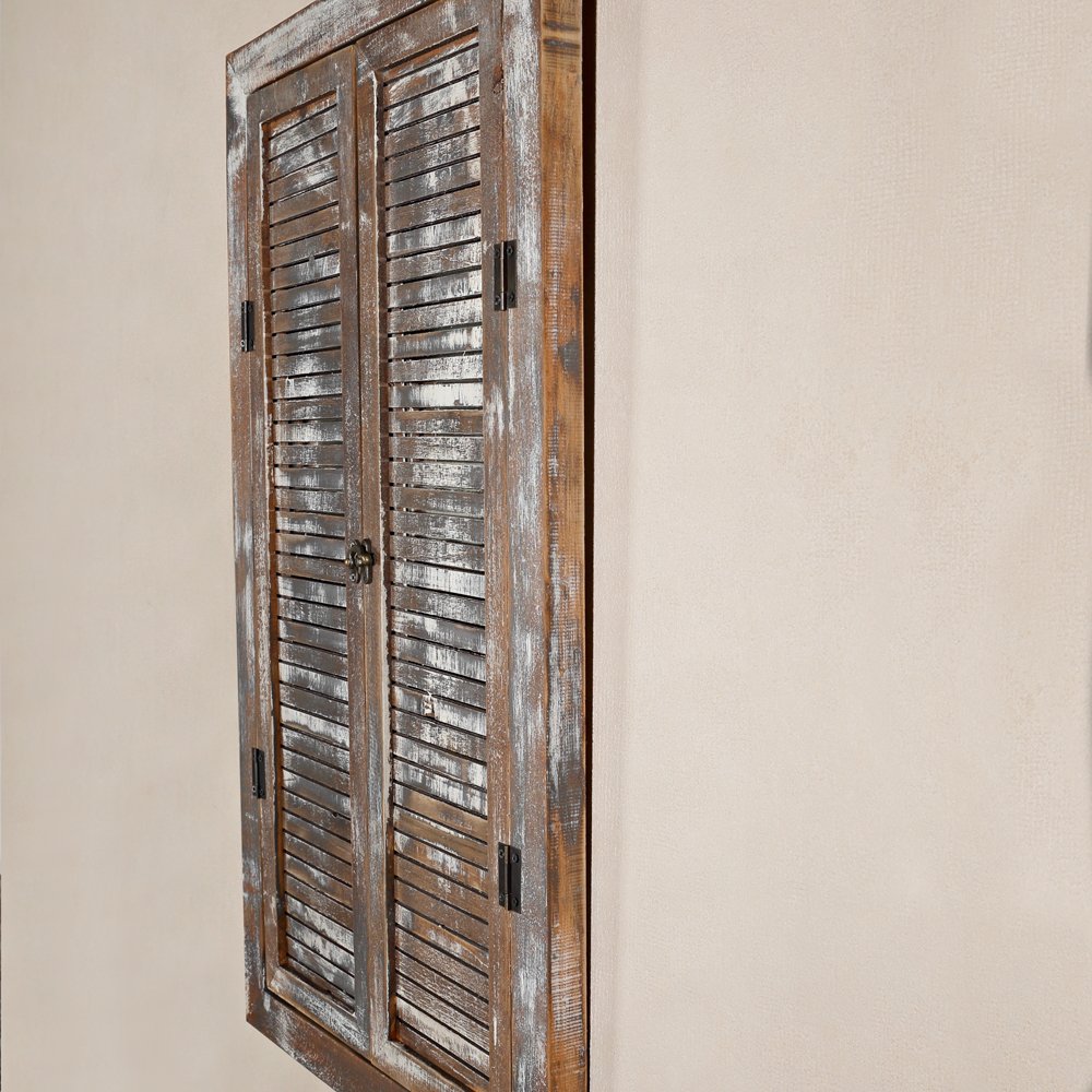 Melko Lustro garderobiane z okiennicami, lustro ścienne, 70 cm, Shabby Chic, okno lustrzane z