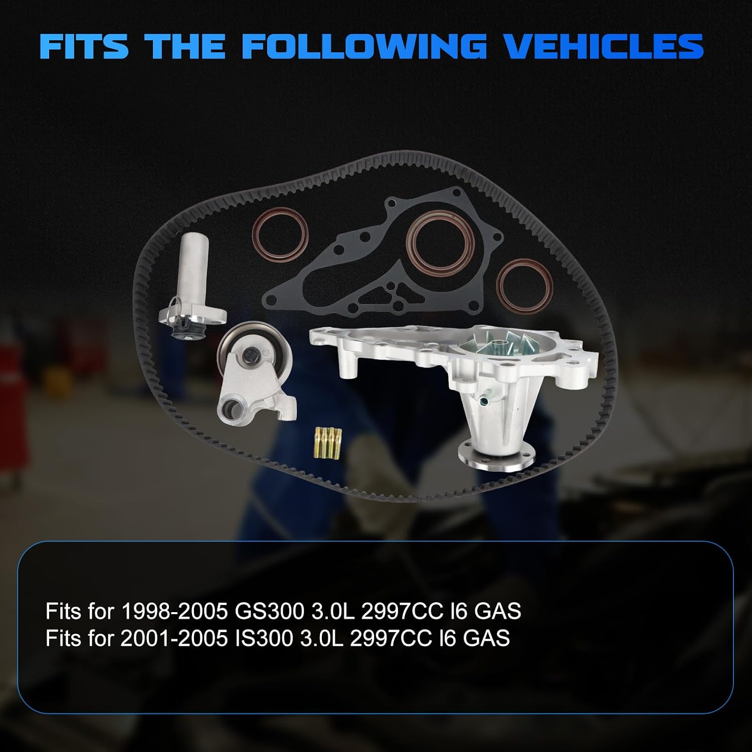 TCKWP215 Timing Belt Water Pump Kit Engine Timing Belt Kit Fits for 1998-2005 GS300, 2001-2005 IS300 3.0L, Replace OE TS26215 ITM215 TBK215