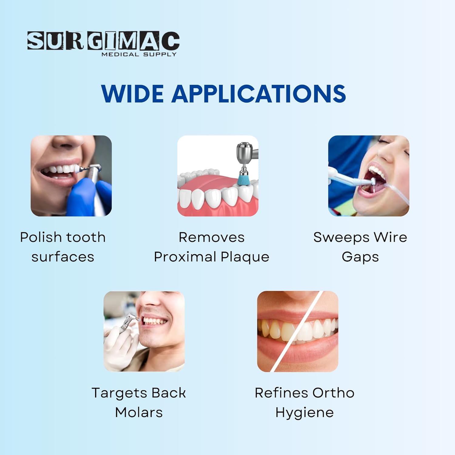 SurgiMac Tapered Interdental Replacement Brushes Professional Proximal Cleaning Refills 144/Pk