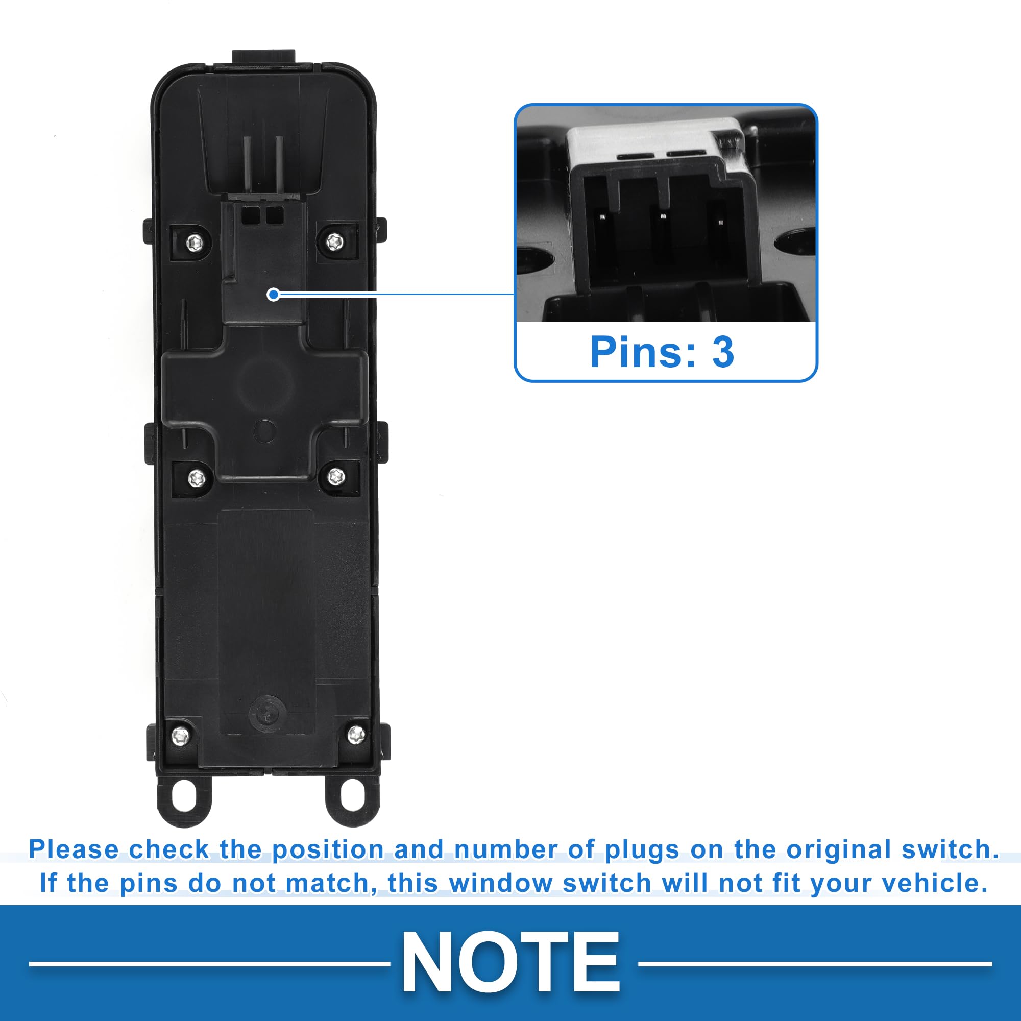 A ABSOPRO Interruttore del finestrino elettrico N. 31376495 Interruttore di controllo del finestrino lato guida anteriore sinistro per Volvo XC70 S80 V70 Nero