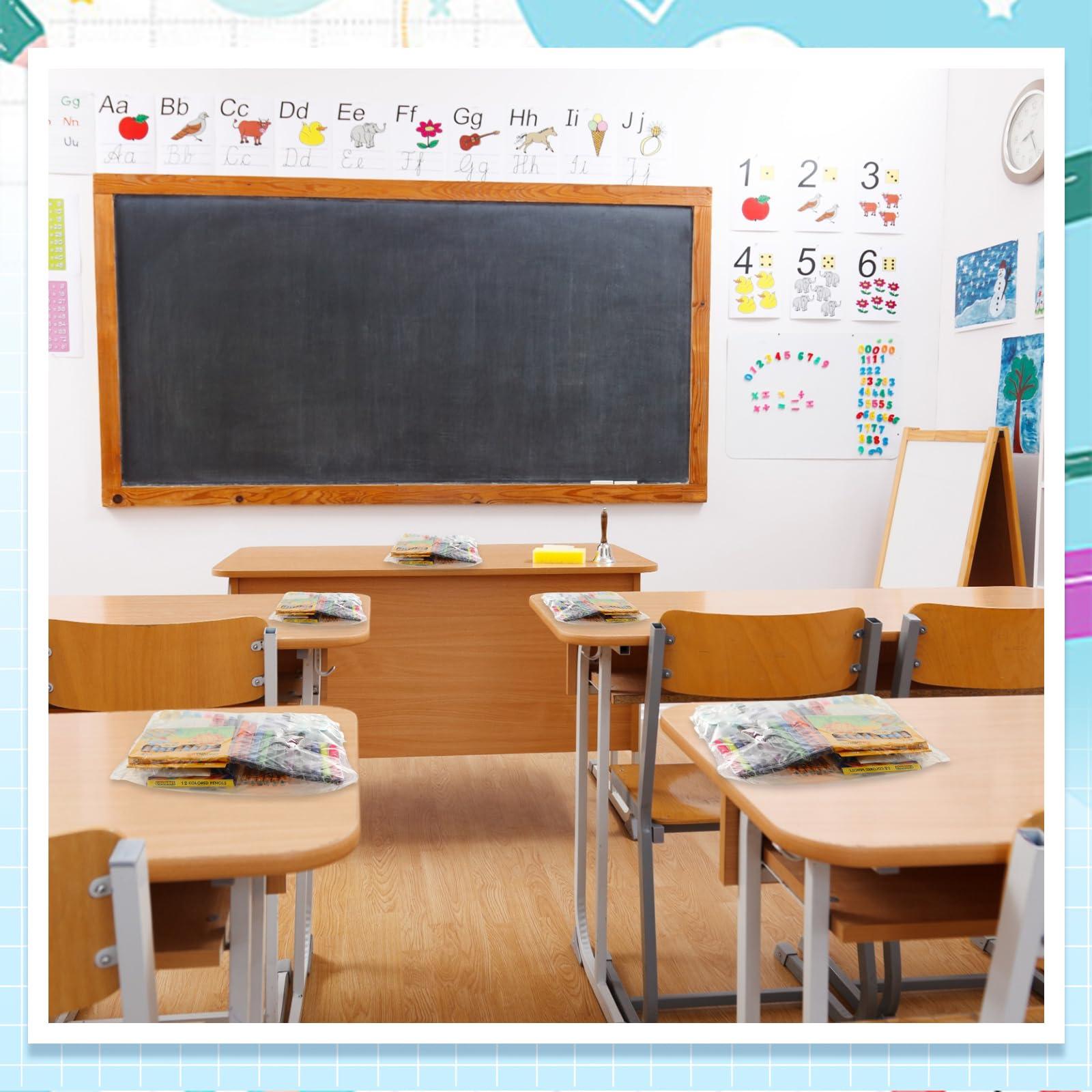 Gilprop Kit di 86 articoli scolastici con zaino, set di borse per il rientro a scuola, set essenziale elementare, per bambini, studenti, ragazze, ragazzi, aule scolastiche (azzurro)