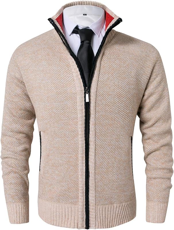 Vcansion Men's Classic Cardigan Sweaters Stand Collar Slim Fit Casual Knitted Sweater