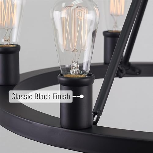 Miniatura 3 de Kira Home Jericho - Lámpara de araña rústica grande de 36 pulgadas, con ruedas de carro, estilo rústico y grande, luz redonda para isla de cocina,