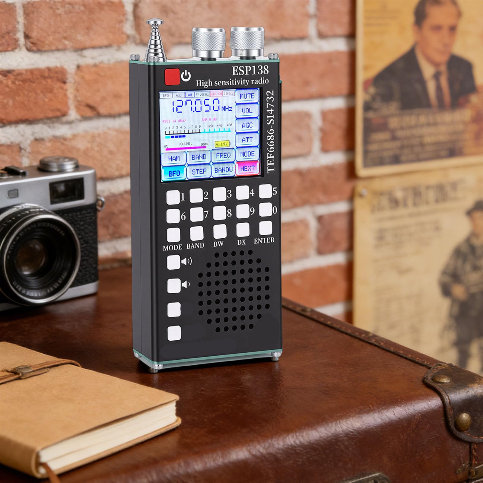 Denash Radio de Banda Completa, Sistemas Duales TEF6686 y SI4732, Pantalla Táctil IPS de 2,4 Pulgadas, 5.0, con Bandas FM LW MW SW Air SSB, para Entusiastas de la Radioaficionado