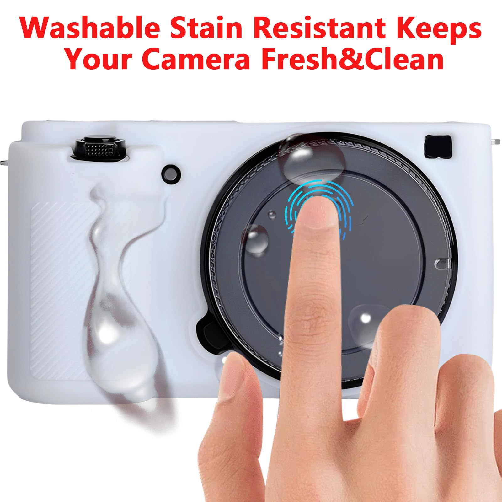 Étui de protection en silicone souple compatible avec les appareils photo Sony ZV-E10 / ZVE10, peau en caoutchouc léger avec accès complet et ouverture au fond, Blanc., Accessoire pour