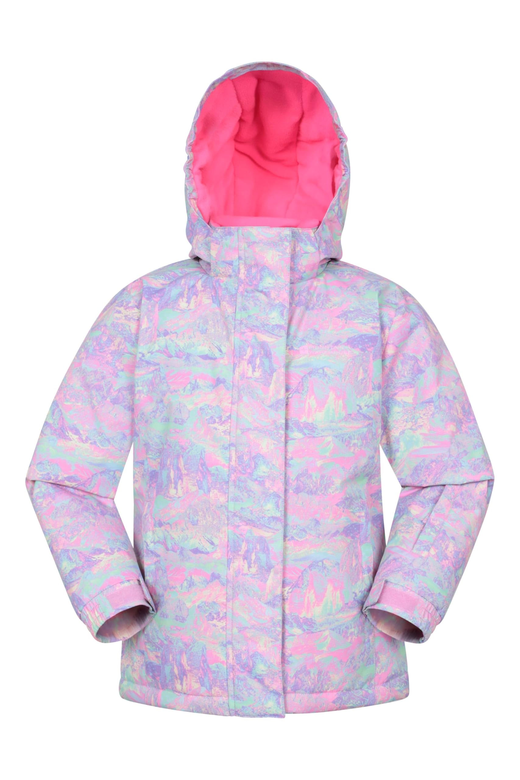 Mountain Warehouse Pale Blue Snowdrop Printed Kids Ski Jacket - Waterproof, Integrated Snowskirt, Detachable Hood, Adjustable Cuffs -Best For Snowboarding, Winter Sports Kids Size 11-12 Years