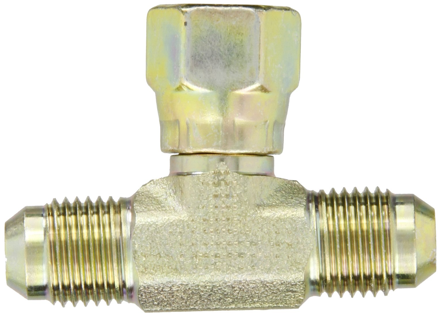 Eaton Aeroquip 203101-6-6S Swivel Nut Branch Tee, JIC 37 Degree End Types, Carbon Steel, 3/8 JIC(f) x 3/8 JIC(m) End Size, 3/8