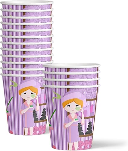 Miniatura 3 de Suministros para fiestas de spa para niñas - Kit de fiesta de pijamas para 16 | El juego de vajilla incluye platos, servilletas y tazas