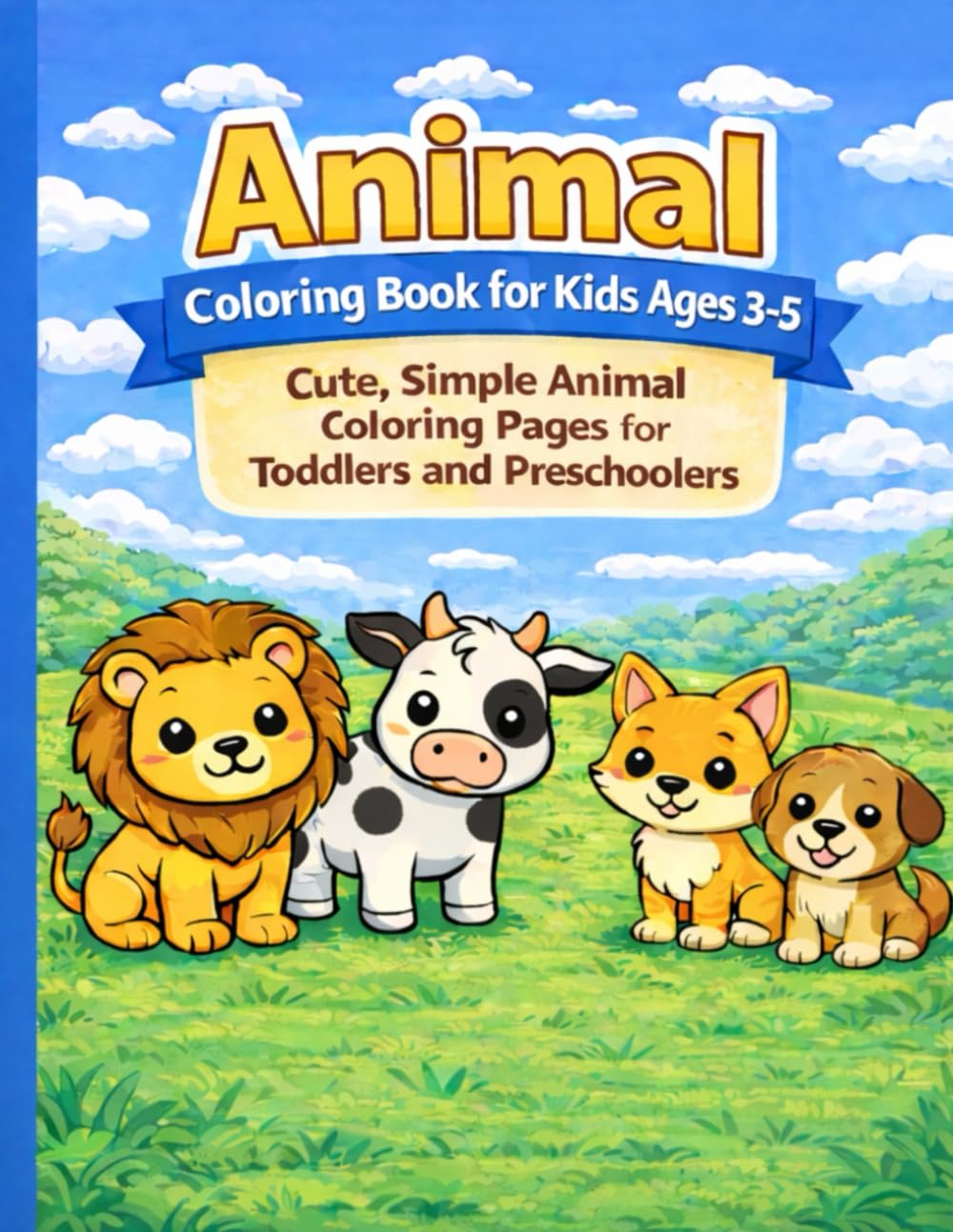 Animal Coloring Book for Kids Ages 3–5: Cute, Simple Animal Coloring Pages for Toddlers and Preschoolers