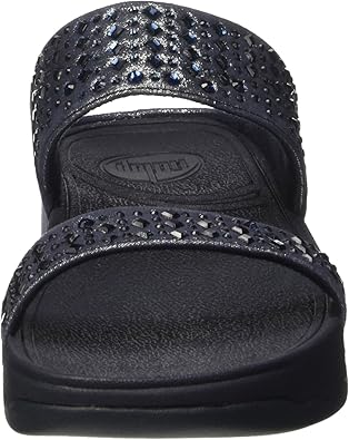fitflop NOVY SLIDE （Sliver Stone）　紺　US5 Women's F-Mode Glitterball Leather Slides | FitFlop CA
