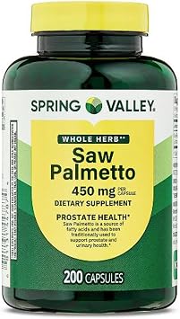 H4U Whole Herb Saw Palmetto 450 mg Capsules, Herbal Supplement for Mens Health & Urinary Wellness Support, 200 Capsules
