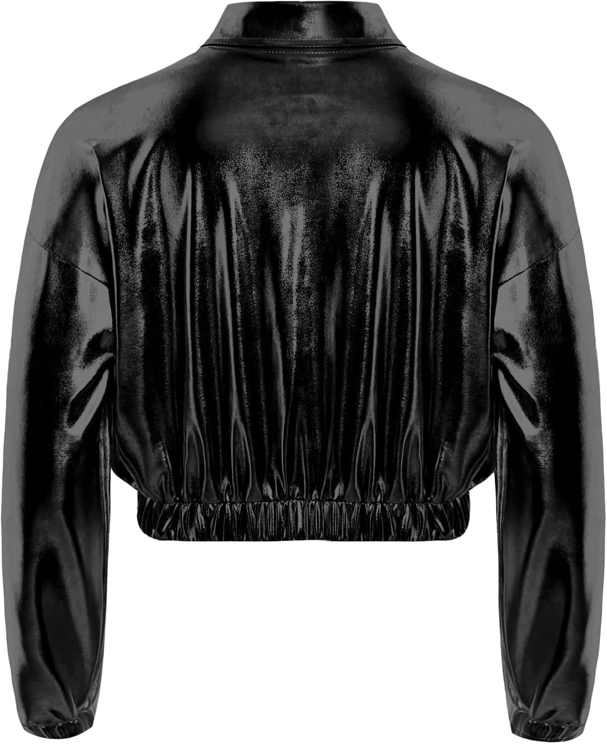 Kids Jazz Dance Disco Costume Long Sleeve Zip Up Bomber Jacket Coat Outerwear for Girls Boys