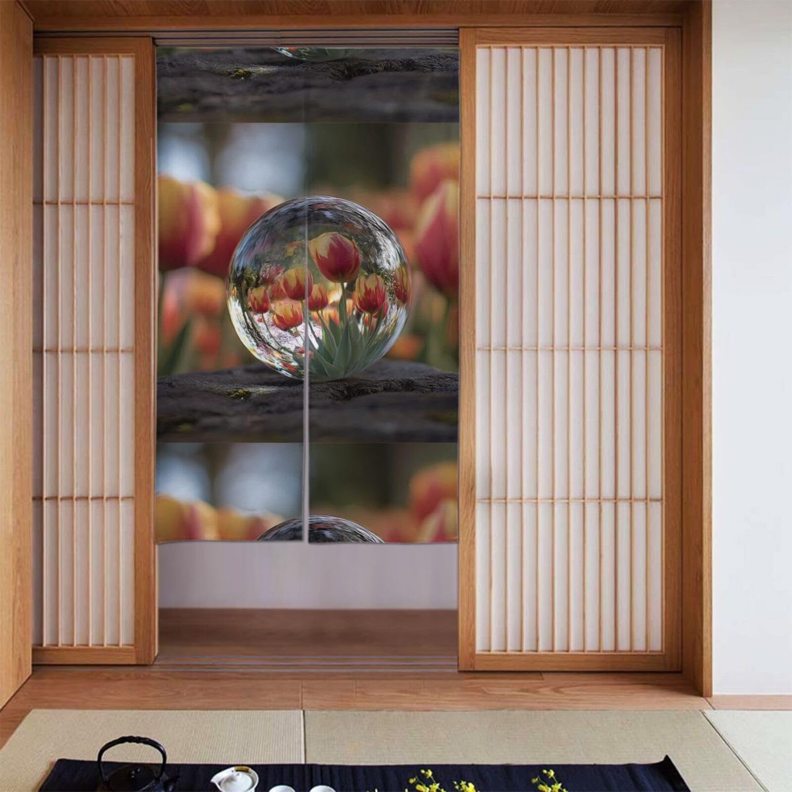 Cortina de puerta de tulipanes para baño: divide tus espacios con un toque elegante de cristal