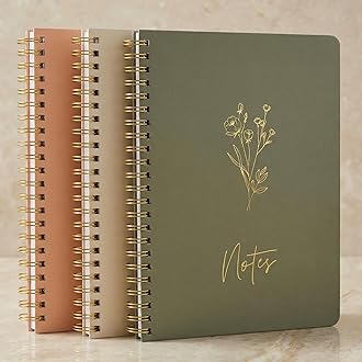 ZICOTO Aesthetic Spiral Notebook Set of 3 For Women - Cute College Ruled 8x6 Journal/Notebook with Large Pockets And Lined Pages - Perfect Supplies to Stay Organized at Work or School