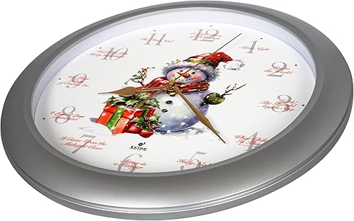 Vista 12 de JUSTIME Reloj de pared de caoba de 14 pulgadas con 12 villancicos de Navidad, elegancia atemporal Wsh Caoba