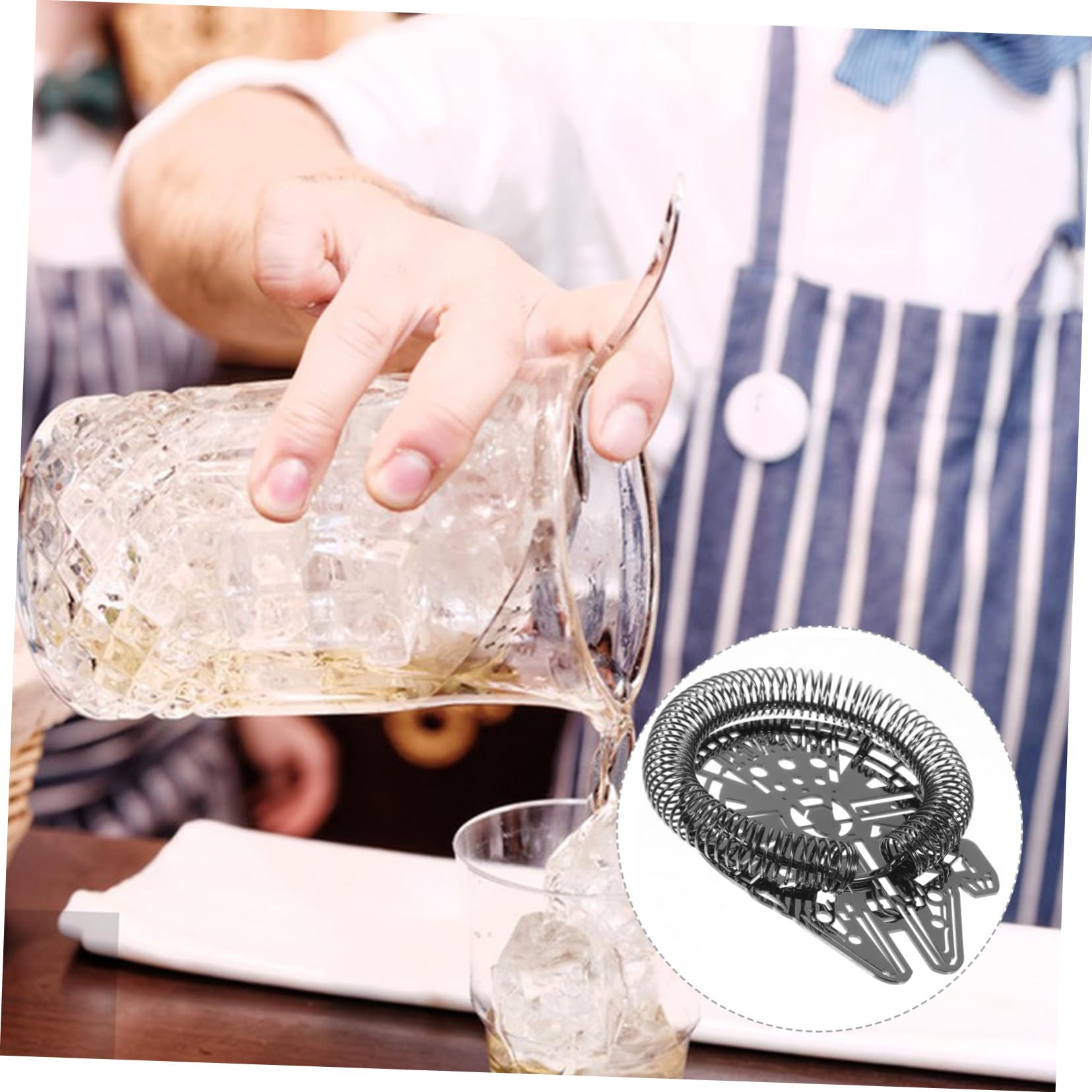 PRETYZOOM Stainless Steel Ice Strainer Bar Drink Strainer Fine Mesh Cocktail Bartending Filters for Mixing