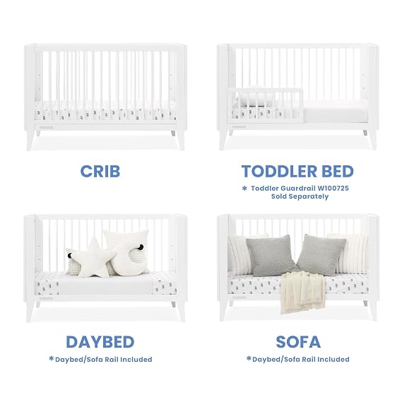 Delta Children Ollie 4-in-1 Convertible Crib - Greenguard Gold Certified, Bianca White