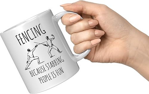 Miniatura 4 de Taza de esgrima divertida, esgrima porque apuñalar a la gente es divertida, taza de café de esgrima