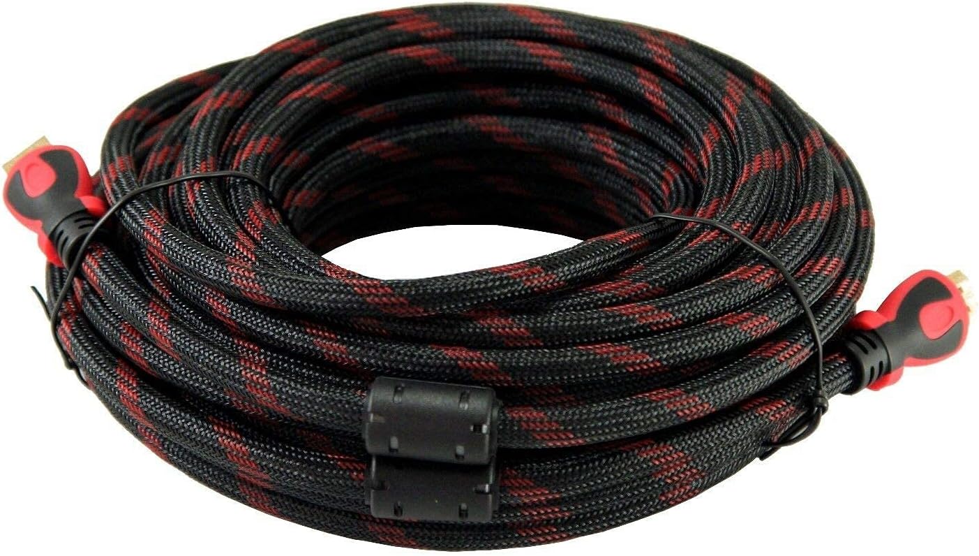 4K 50ft HDMI Cable 60Hz 2.0 Ultra HD Gold-Plated Shielded HD TV Cable, 1080P 18Gbps Anti-Interference Ring with Nylon Braided Cord Supports Ethernet