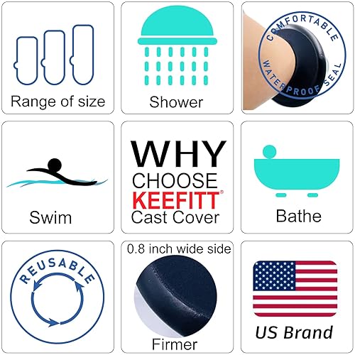 Miniatura 6 de KT1201 - Funda para brazo para ducha de adulto, protector de ducha impermeable fundido para brazo completo, funda para después de la cirugía, bolsa