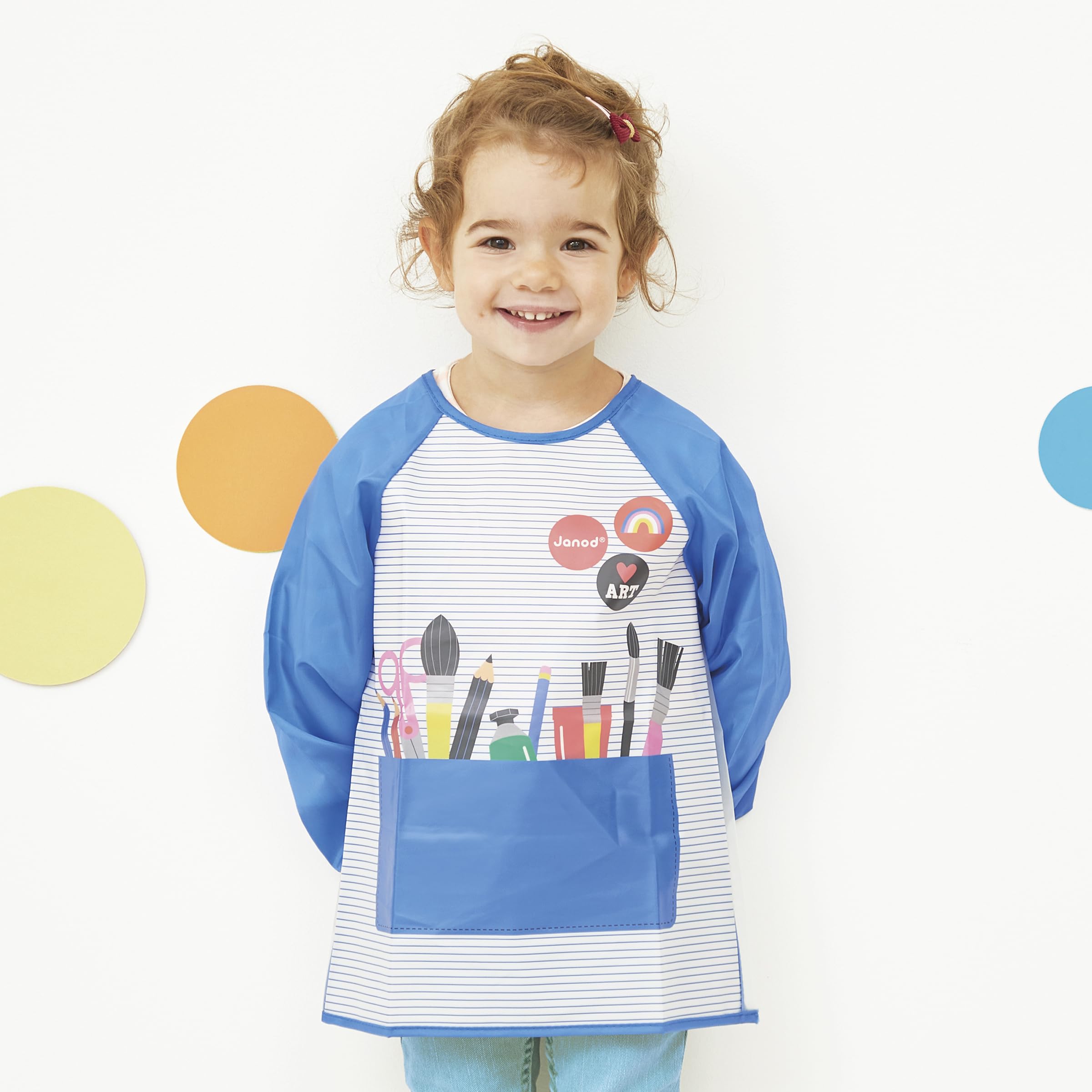 Eduplay 240009 - Grembiule da Pittore per Bambini, Taglia Unica, Colore Blu