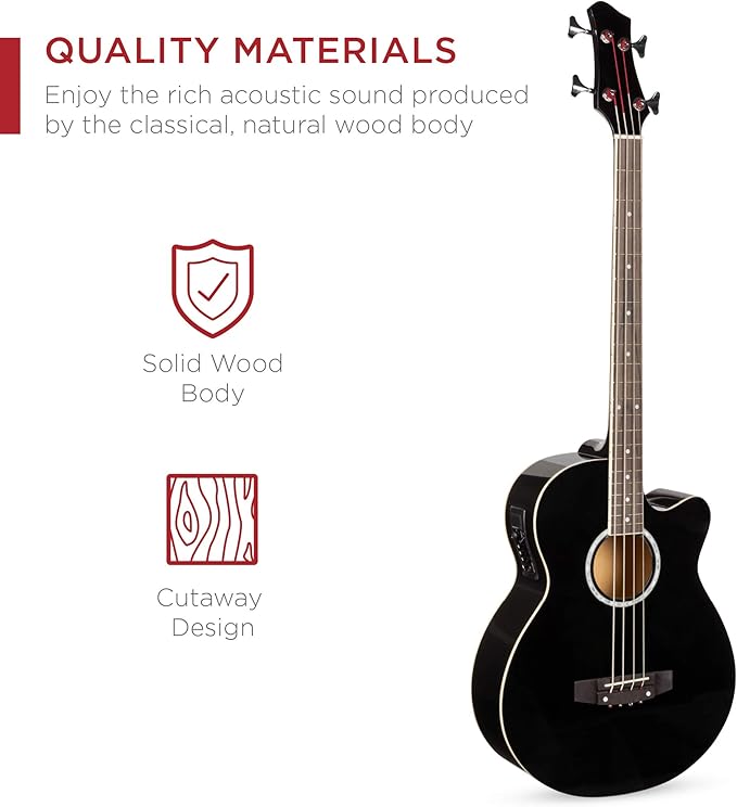 Bajo Eléctrico Acústico Best Choice Products SKY426 4 Cuerdas Negro miniatura 3