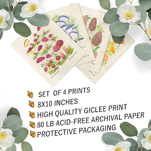 Miniatura 4 de Ink Inc. Estampados botánicos para pared, hongos comestibles, juego de 4, 8 x 10 pulgadas, sin marco