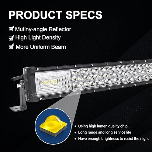 Miniatura 6 de RIGIDON Barra de luz LED curvada de 52 pulgadas y 675 W, triple fila de inundación, combo de 67500 lm, barra de luz LED impermeable para conducción