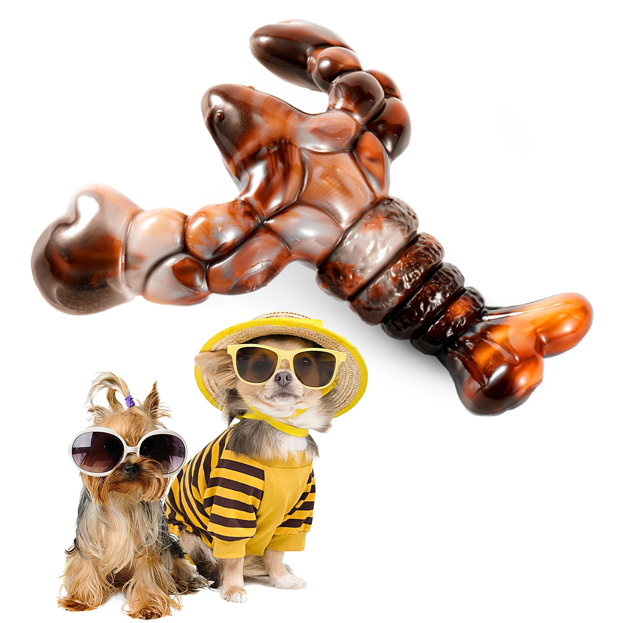 Forfunyou Indestructible Dog Toys for Aggressive Chewers - Large & Medium-Large Breeds, 1-Pack Bacon Flavored Tough Dog Bones Gift (Lobster)