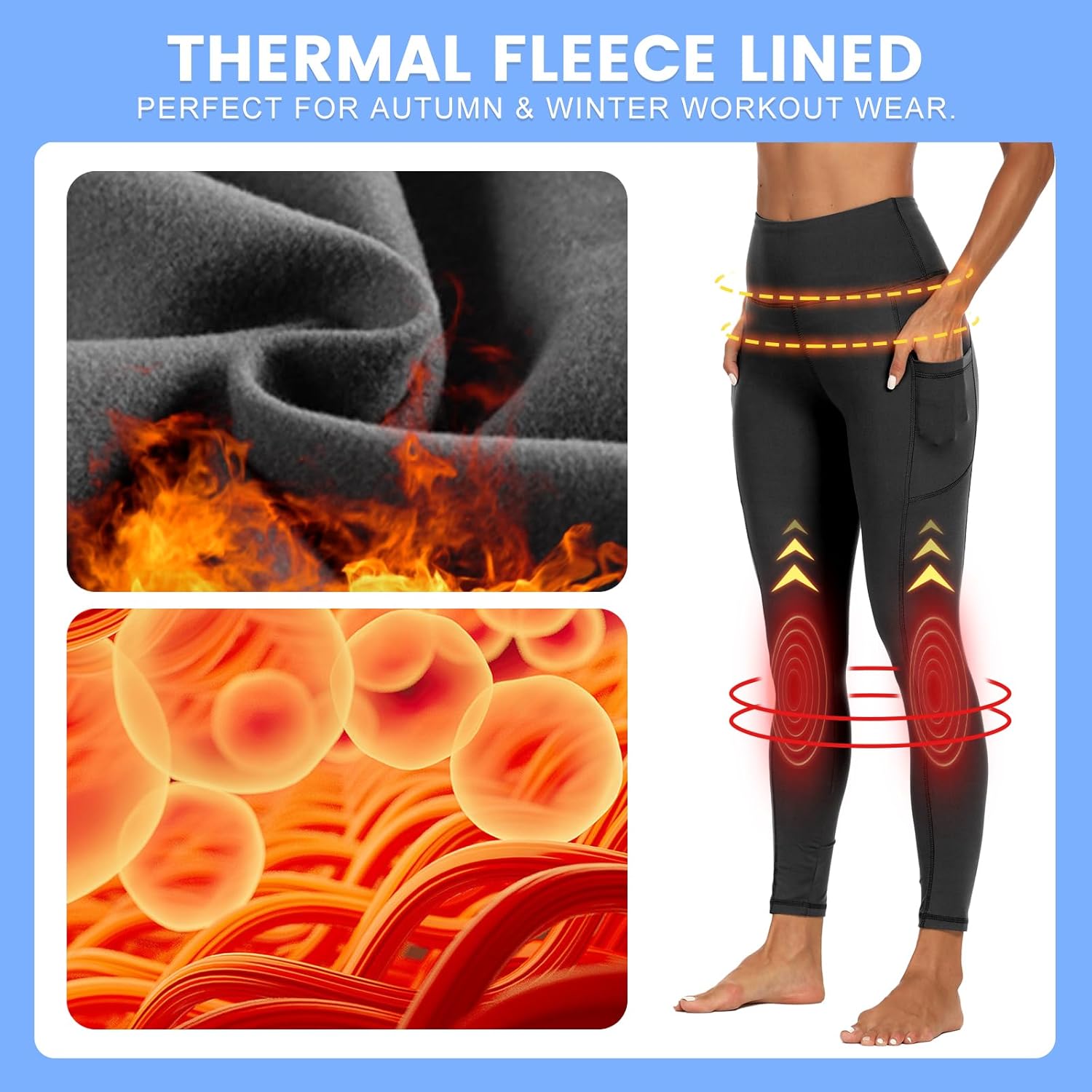 GAYHAY Fleece Lined Leggings Women with Pockets - Thermal High Waisted Winter Yoga Pants Warm Thick Leggings for Workout - Image 5