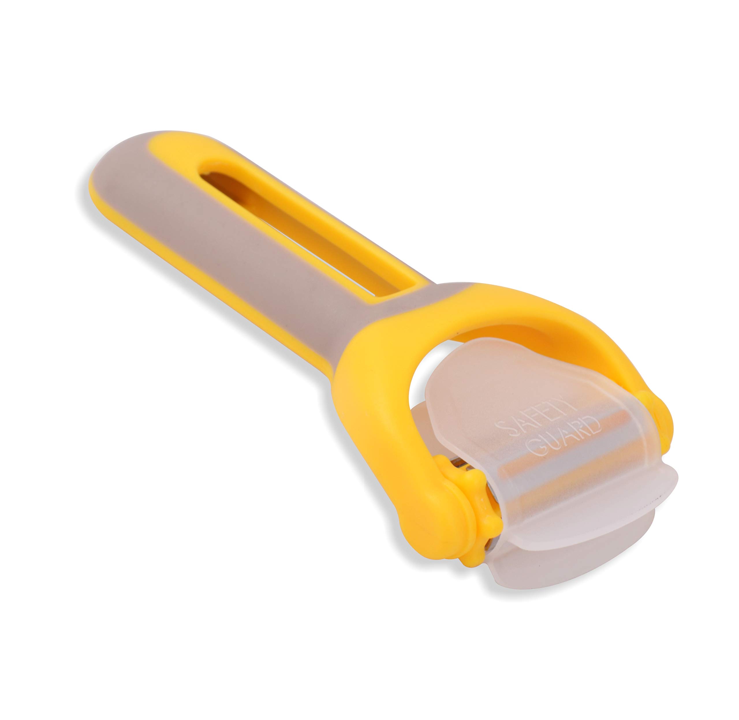 Classy Touch 4-in-1 Vegetable Peeler + Bottle Opener Fruit Slicer Anti-Slip Kitchen Tool - (6 Inch-Yellow)