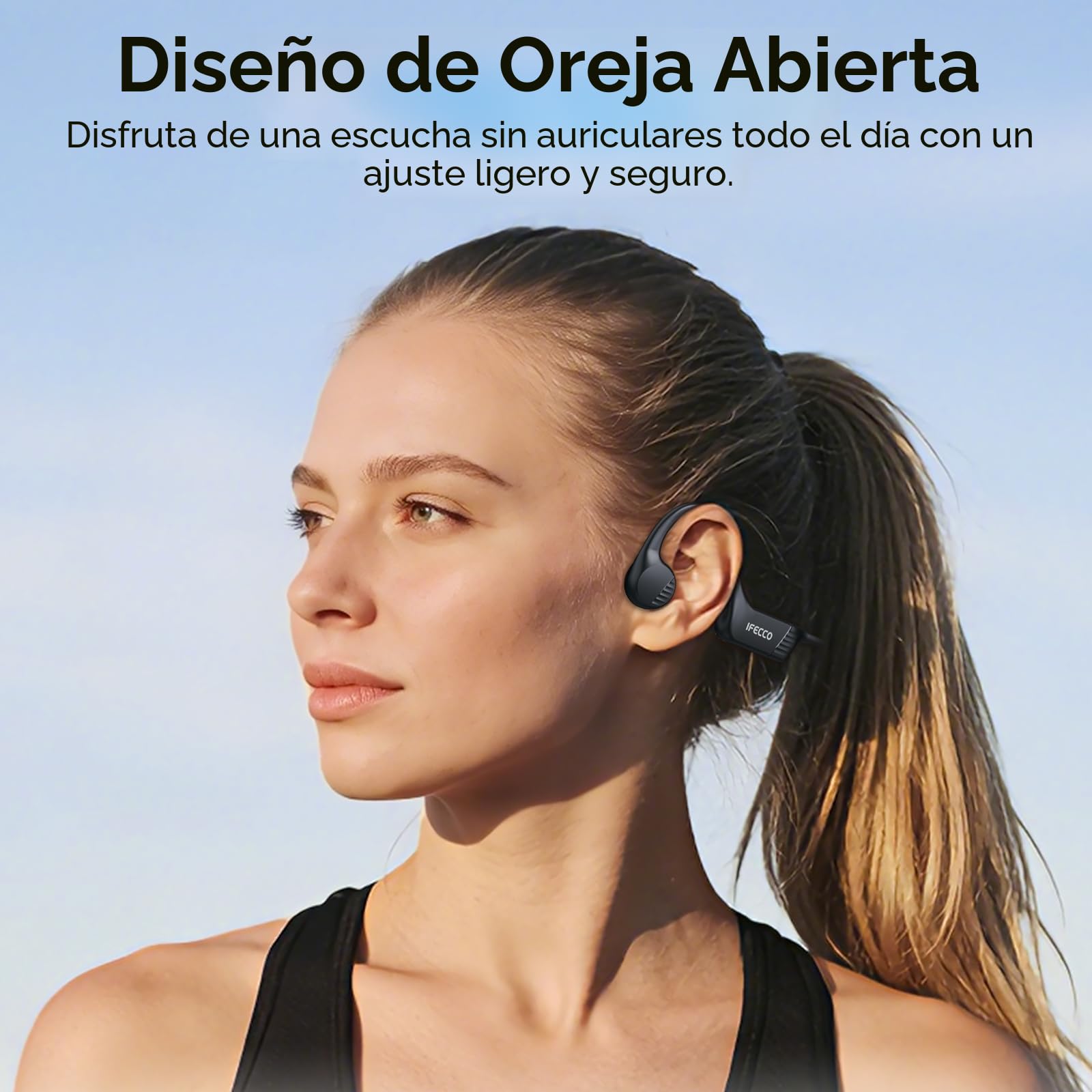 IFECCO Auriculares Conduccion Osea Bluetooth 6.0 – Cascos Conduccion Osea Inalambricos con Micrófono,IP67 Impermeables Auriculares Deportivos Open Ear para Correr Ciclismo Fitness