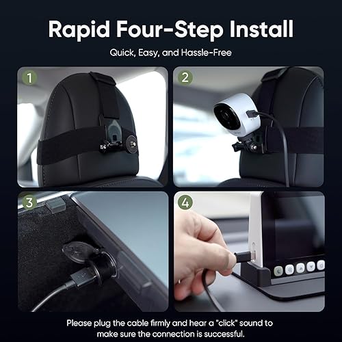 Miniatura 9 de bonoch Cámara de coche de bebé de 5 pulgadas 1440P  Espejo giratorio de 360 grados para asiento trasero para bebé, alimentado por USB con cargador,