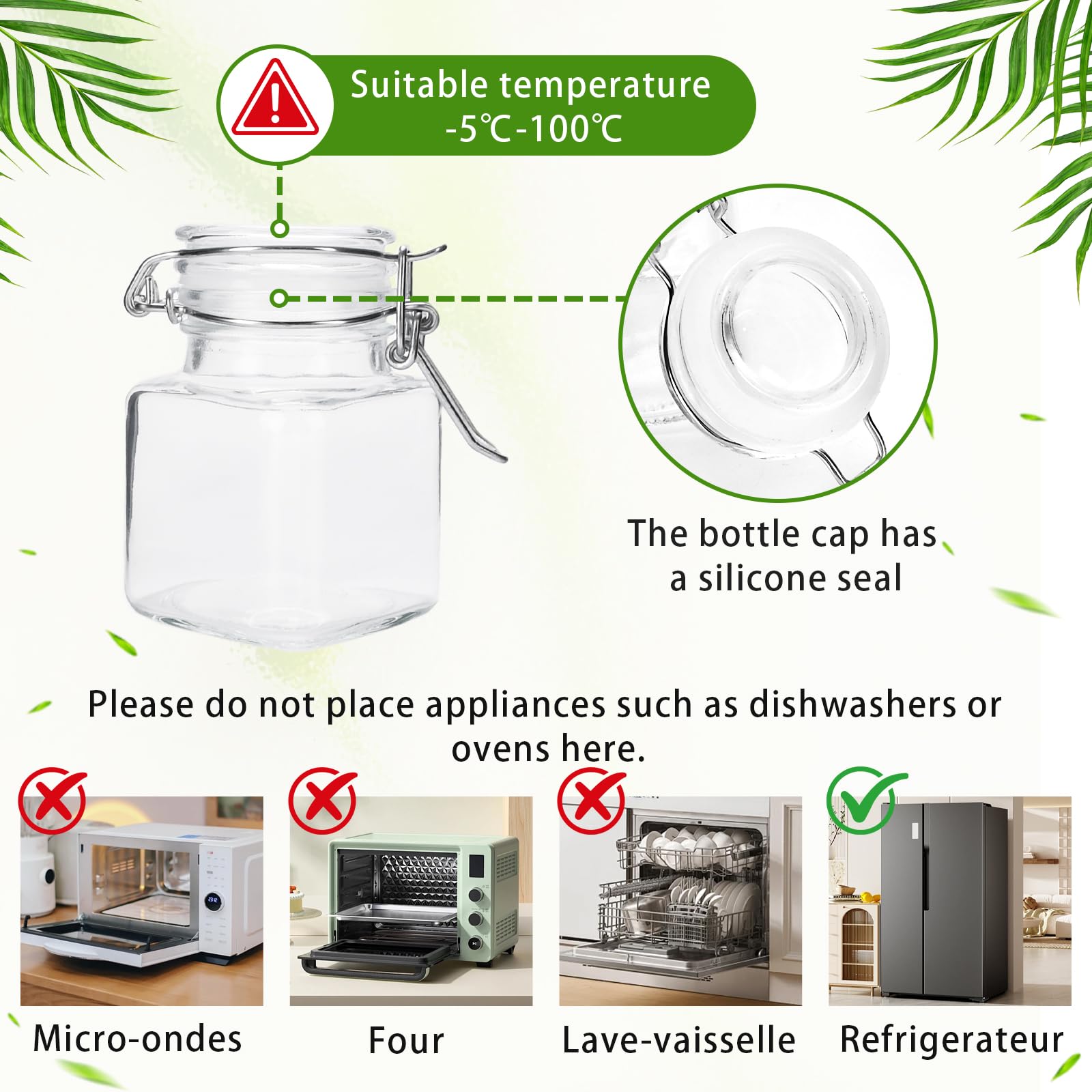 24 Mini Pots à Épices en Verre Hermétique,Mini Bocaux en Verre avec Clip,Bocaux a Epices Hermétiques en Verre avec Couvercles,Petits Bocaux en Verre avec Clip,Céréales,Grains