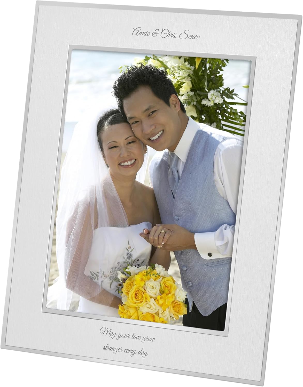 Things Remembered Personalized Engraved Silver Wedding Picture Frame 8x10 Vertical - Free Customization
