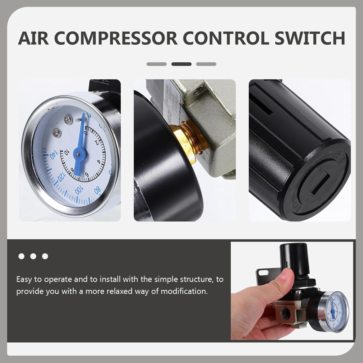 WOONEKY Compressed Regulator Pressure Control Device with Pressure Gauge, Easy to Operate and Install, Made of PC and Aluminum Alloy, for Industrial Automation Control Systems