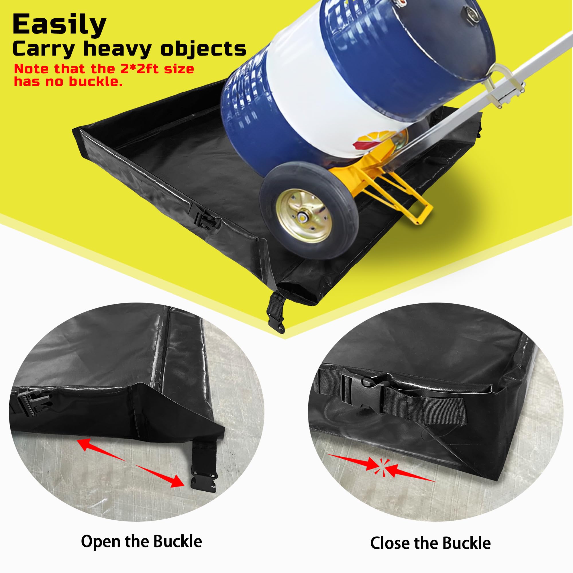 Auffangwanne, zusammenklappbare Universalwanne, 2 * 2in Faltbare Auffangwanne aus PVC, Auffangfläche über Ölverschmutzung, wasserdicht