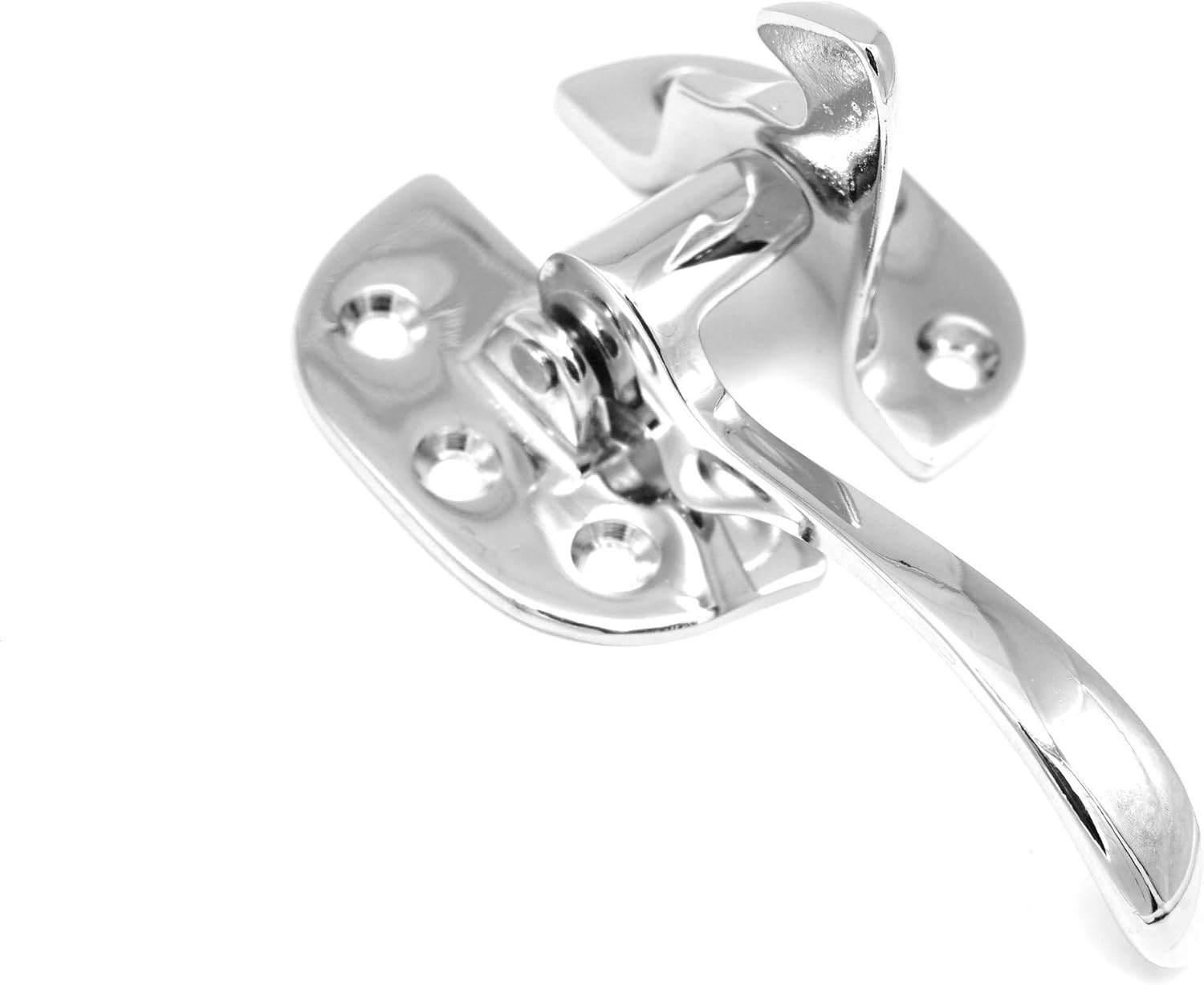 Antique Ice Box Latch, Polished Nickel, Left Hand 3/8" Offset Ice Box Latch in Non Lacquered