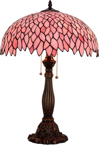WERFACTORY Tiffany Lamp Stained Glass Style Bedside Table Reading Light 24"