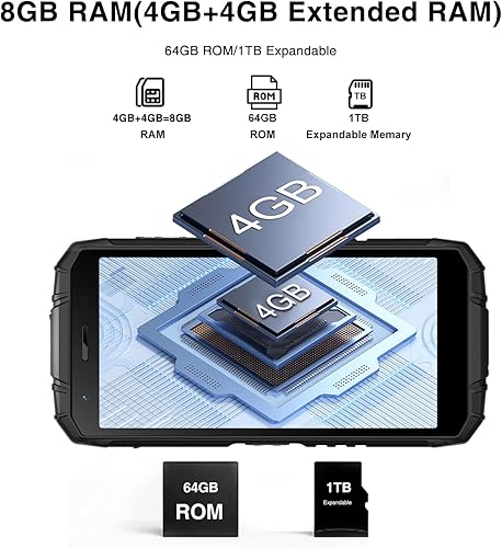 Miniatura 3 de DOOGEE S41T - Smartphone resistente desbloqueado 2024, batería de 6300 mAh, 8 GB+64 GB, teléfono resistente 4G Dual SIM, teléfono Android 13, cámara