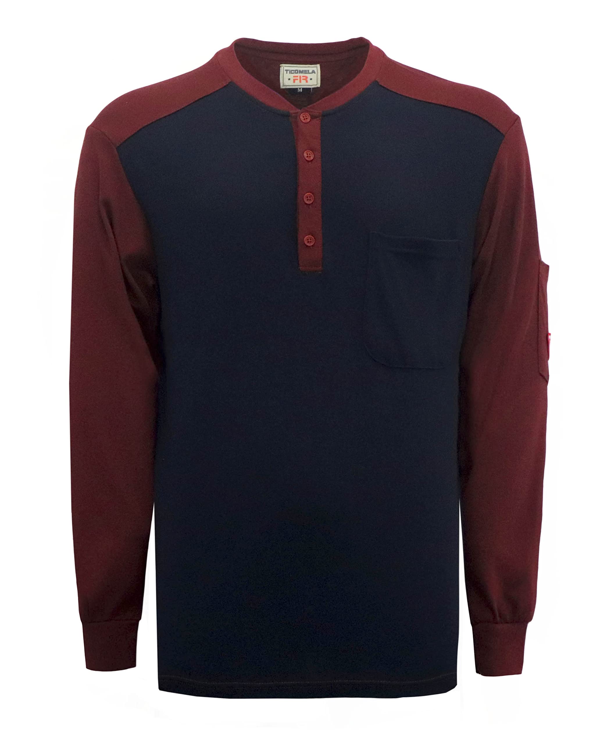TICOMELA FR T Shirt Flame Resistant Shirt 5.5oz 100% Cotton Light Weight Workwear Men's Long Sleeve Henley Shirts