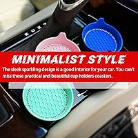 Vista 101 de zipelo Bling Car Cup Coaster, 2 Pack Universal Vehicle Anti-Slip Cup Holder Insert Coasters, Crystal Rhinestone Silicone Shockproof Drink Mat, Car