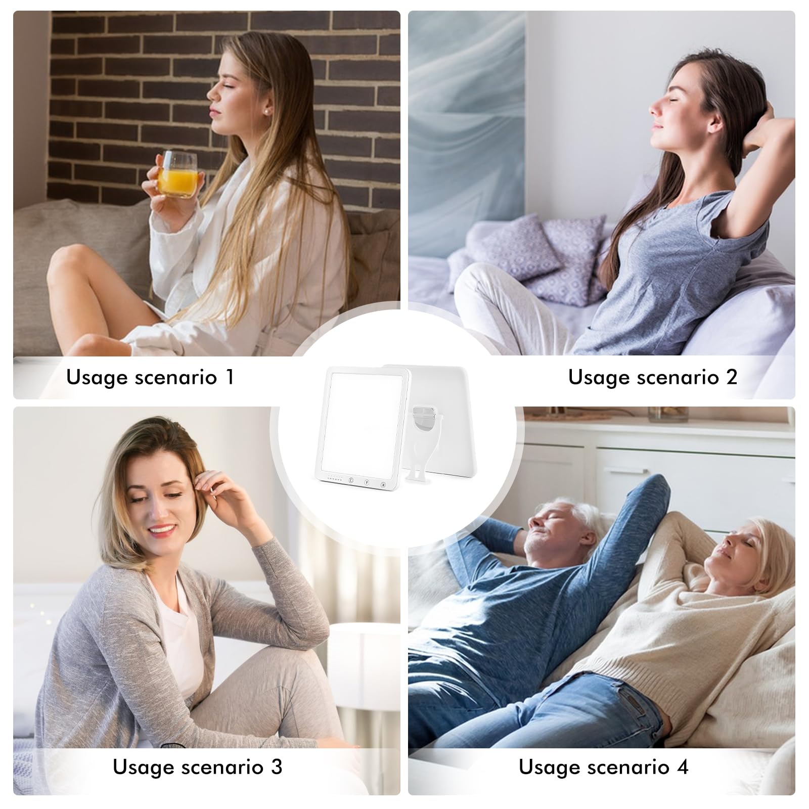 Lámpara De Luminoterapia, Sin Uv Lámpara De Luz De Día, Luz De Simulación De Día, Lámpara Luminoterapia Con 3 Temperaturas De Color Y 6 Temporizador Potente Para Moral(Blanco)
