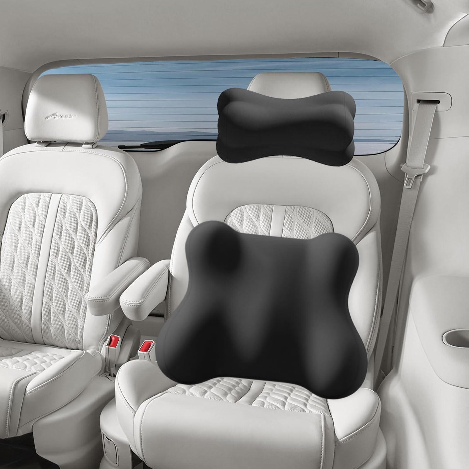 Soporte para Cuello y Espalda para Coche Accesorios para Asiento de Coche | Cojín Ergonómico Cervical y Lumbar para Auto Para Conductores Viaje Avión Silla Escritorio Sofá Sillón Reclinable
