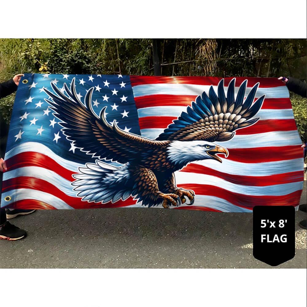American Flag-Patriotic Eagle American Grommet Flag TQN2402GF, 3x5 ft., With Flagpole Mounting Rings-USA Flags Premium Polyester-Decorative Indoor Outdoor Flag - Image 3