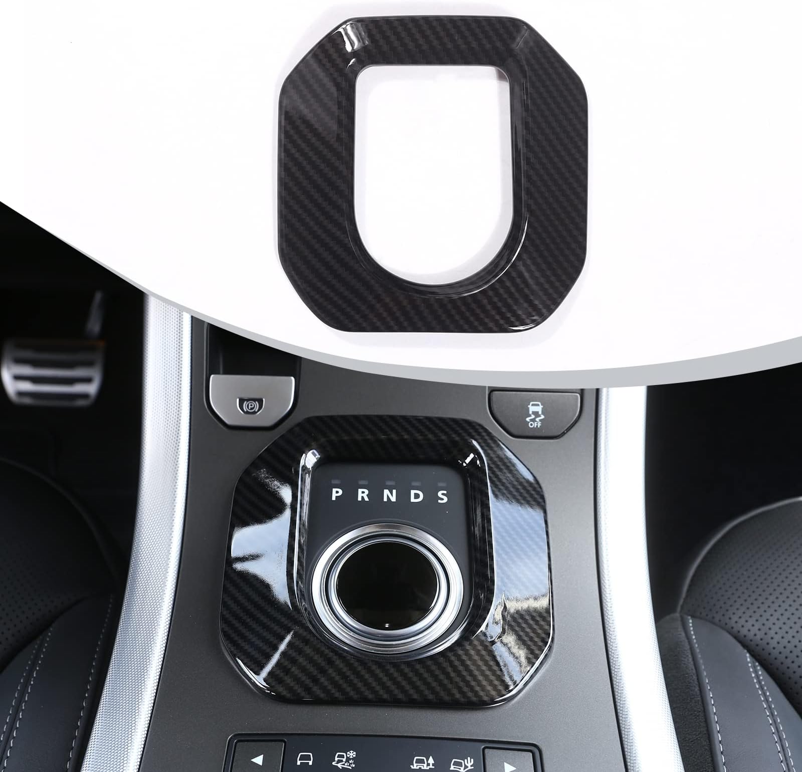 BEINSTOCK Carbon Fiber Style ABS Plastic Accessories Gear Shift Frame Cover Trim for Rangerover Evoque 2012-2018