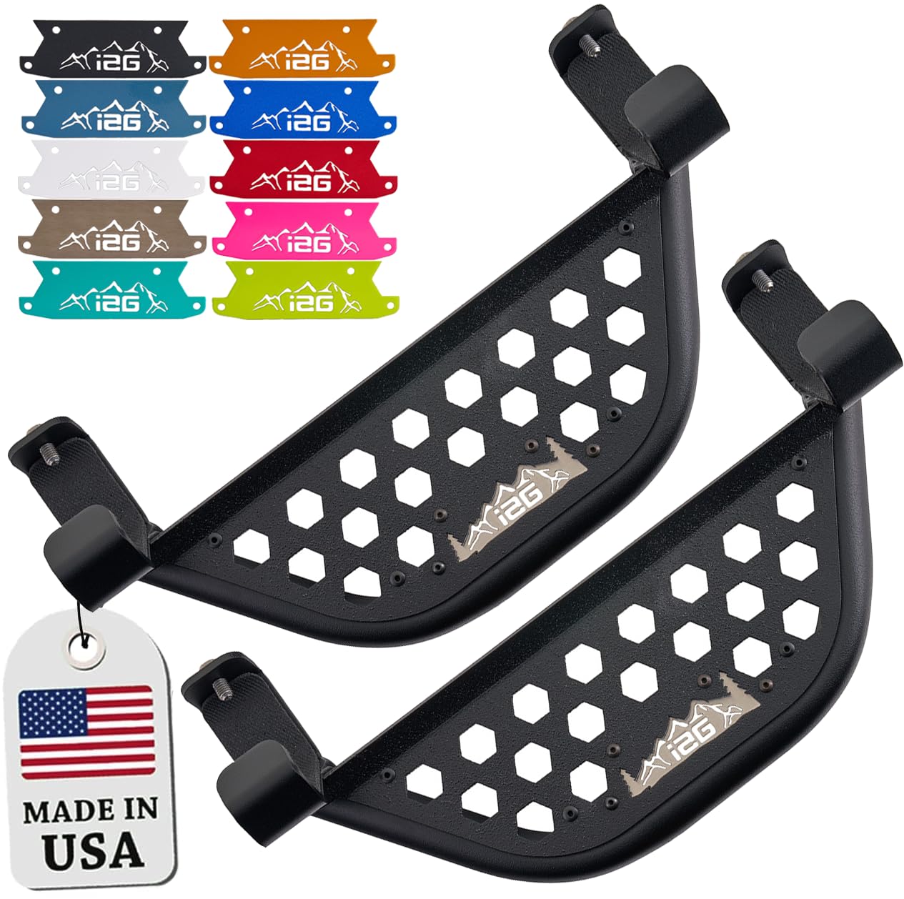 IAG V2 EZ-Step for Ford Bronco 2021+ w/rockrails (2 Door, Stainless Silver Logo Plate, 1 Pair) (Does not fit Raptor or Sport)