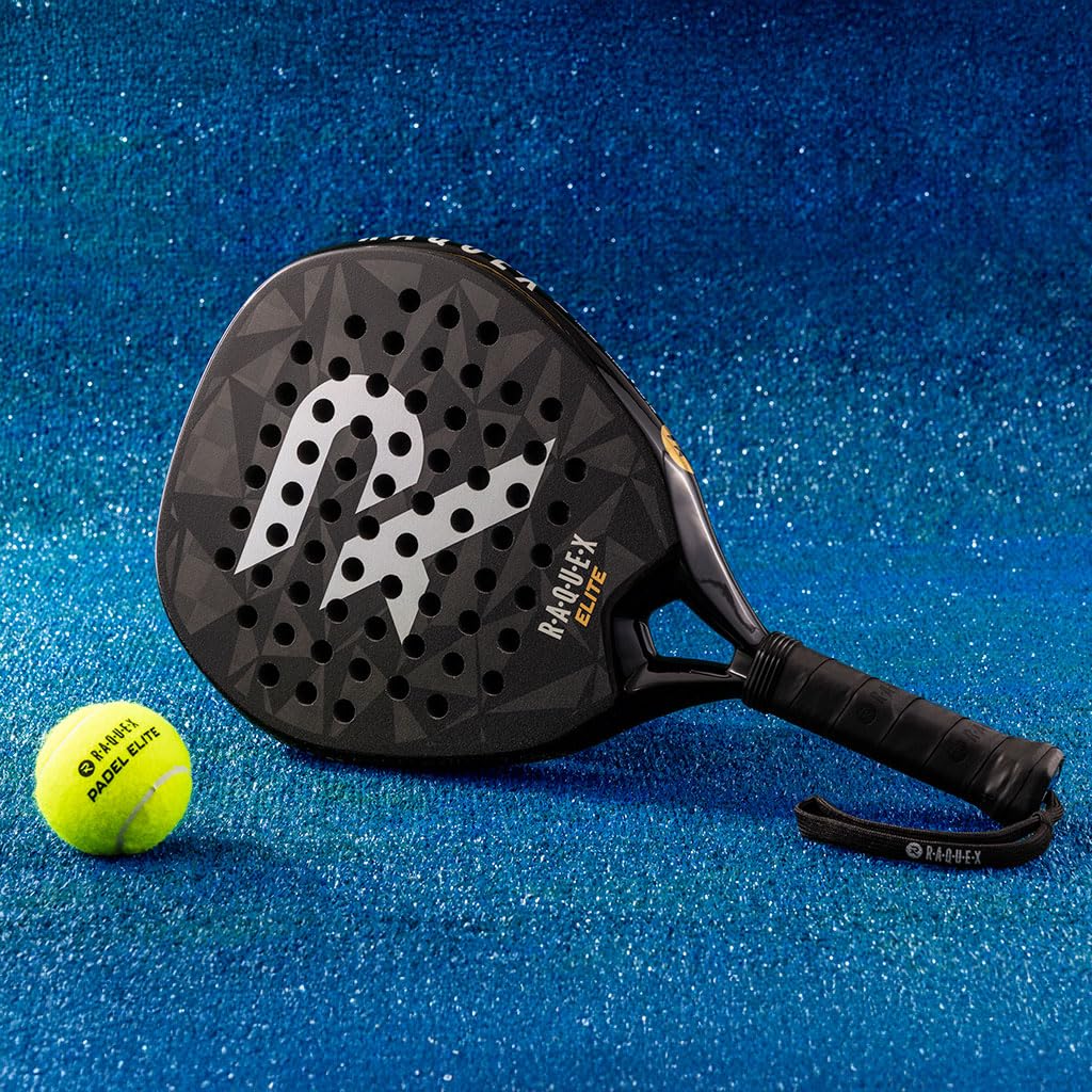 Racchetta da padel Raquex Elite - Racchetta avanzata - Telaio in carbonio 18K, nucleo reattivo in schiuma Eva 15 ImpactCore, forma a diamante, sistema twin tube per durabilità + cinturino da polso